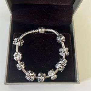 Pandora Silver Bracelet with 10 charms